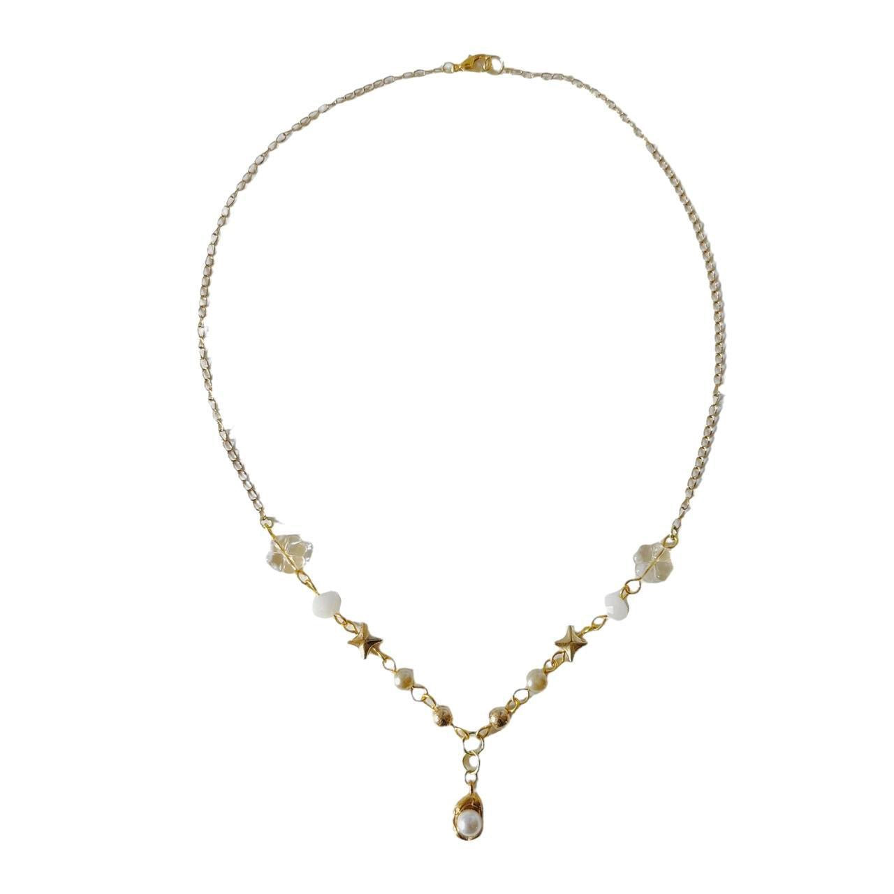 Gold Pearl Beaded Necklace