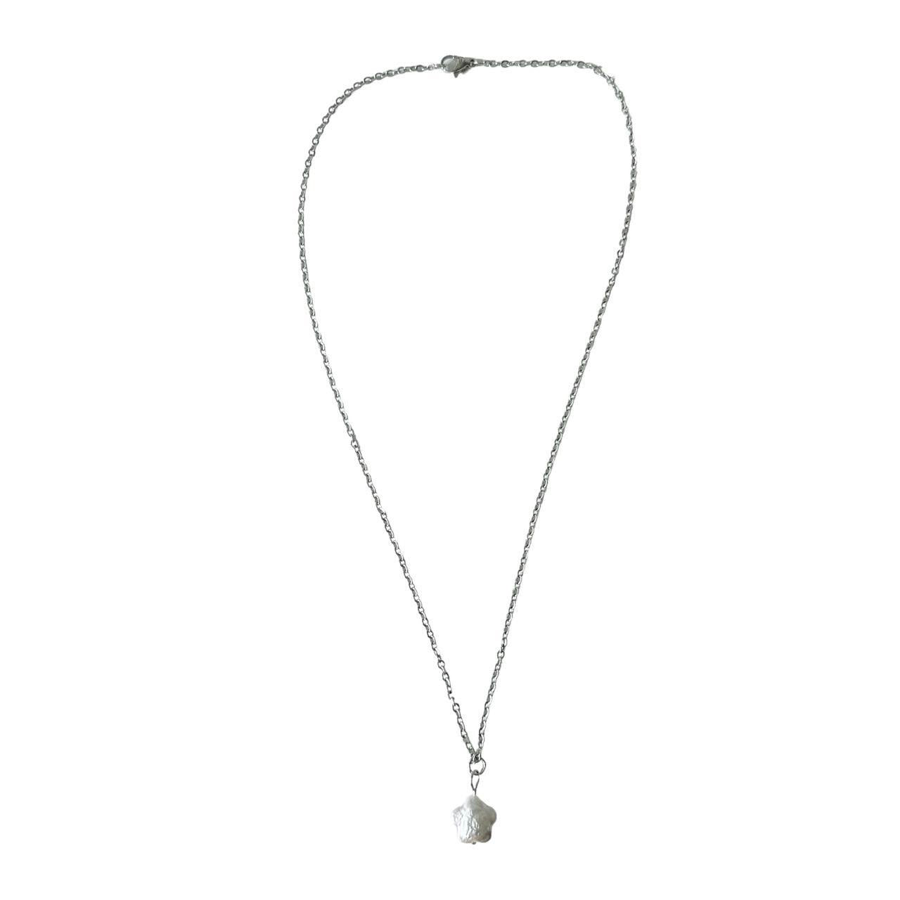 Silver Pearl Flower Necklace