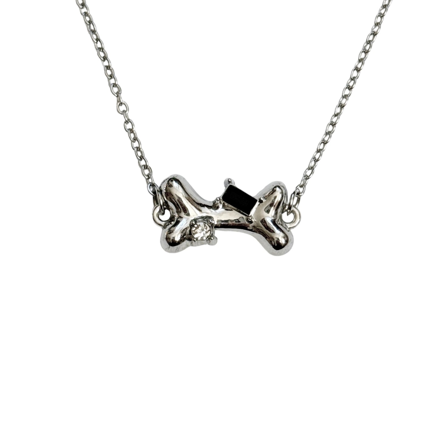 Silver Rhinestone Bone Necklace