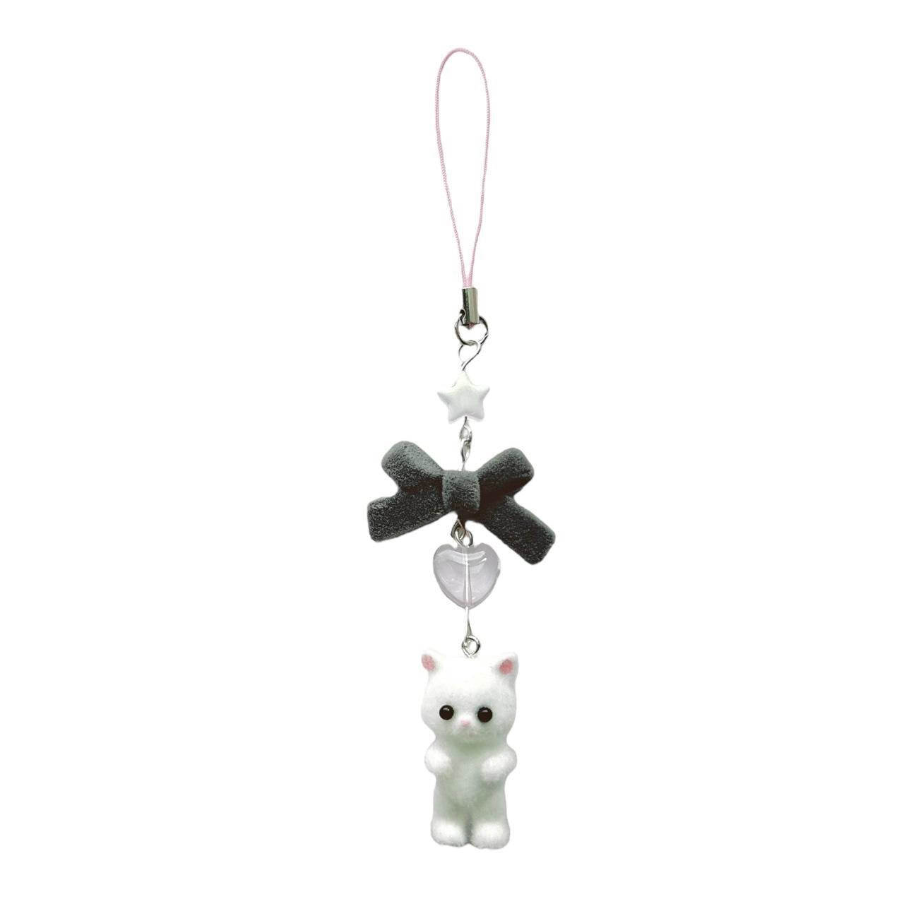 Flocky White Cat Phone Charm