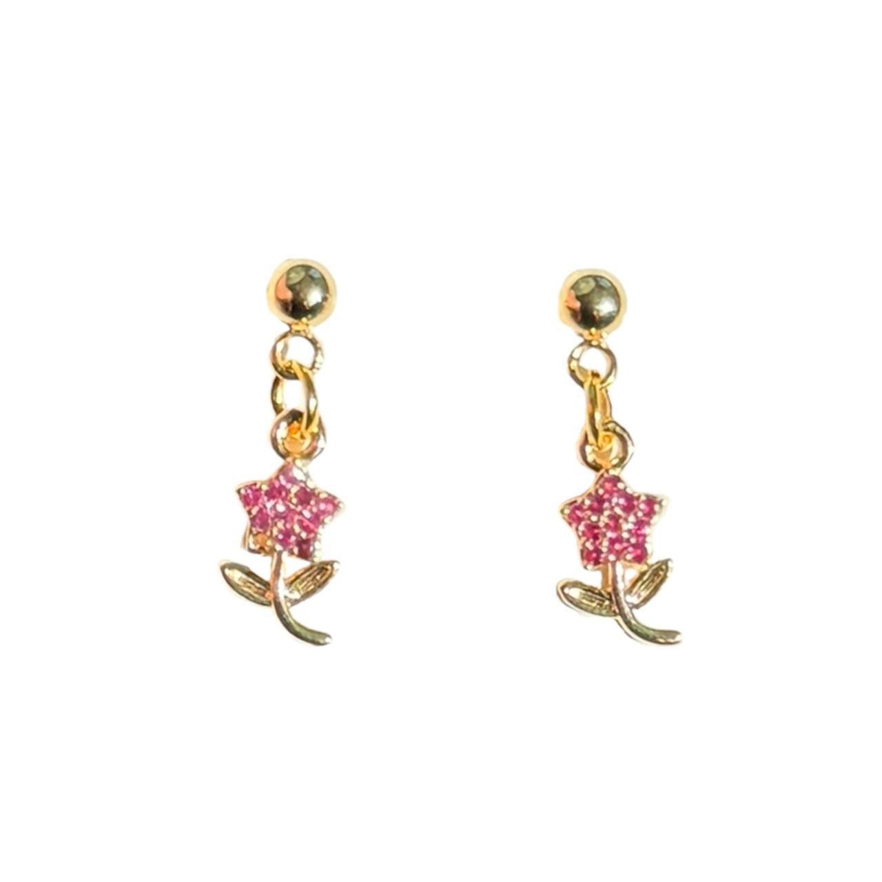 Gold Star Flower Earrings