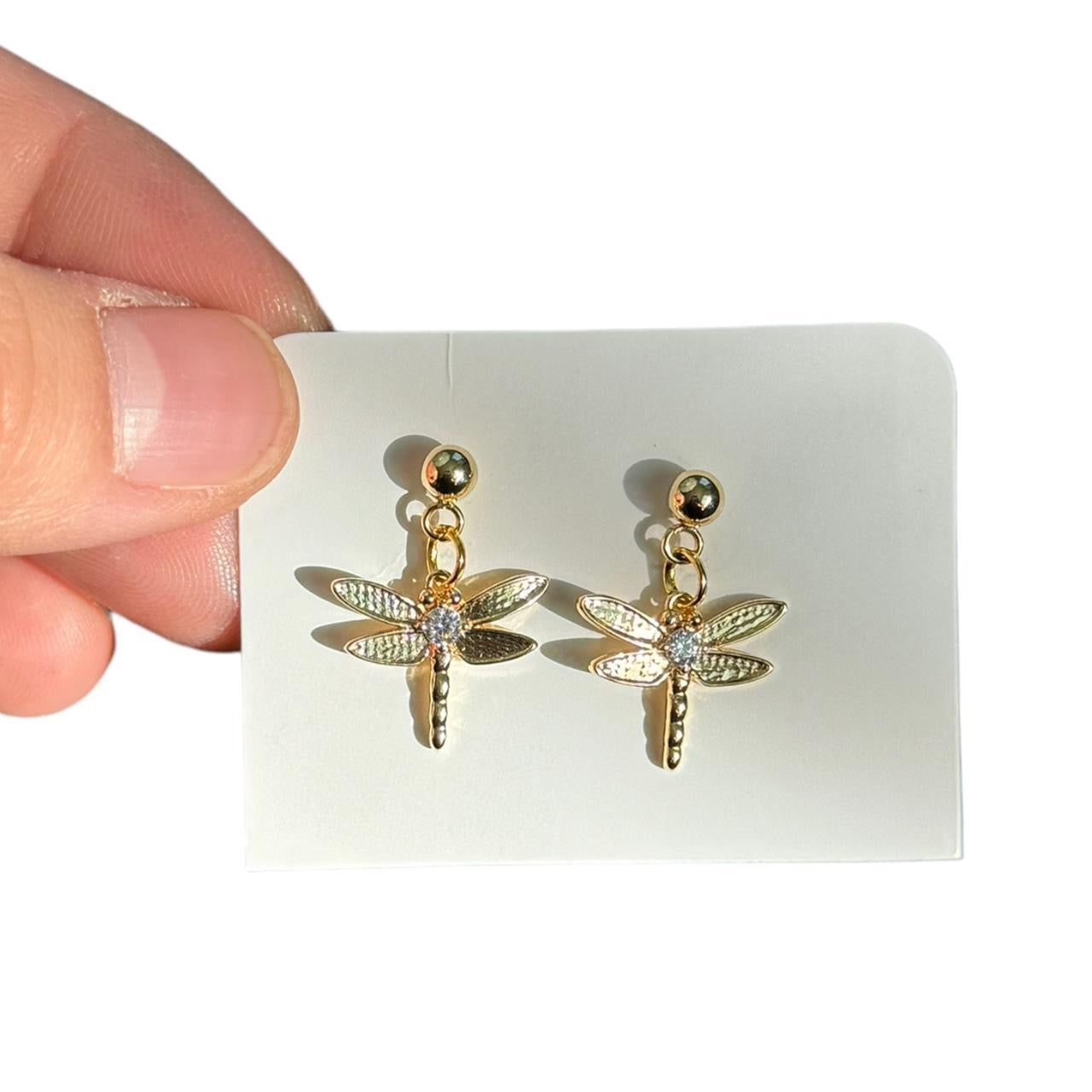 Gold Dragonfly Earrings