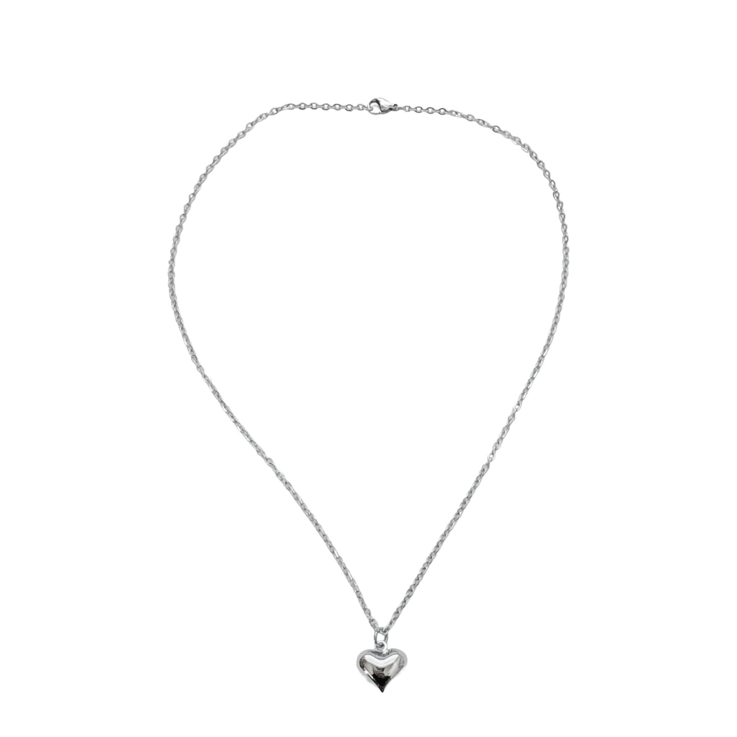 Silver Puffed Heart Necklace