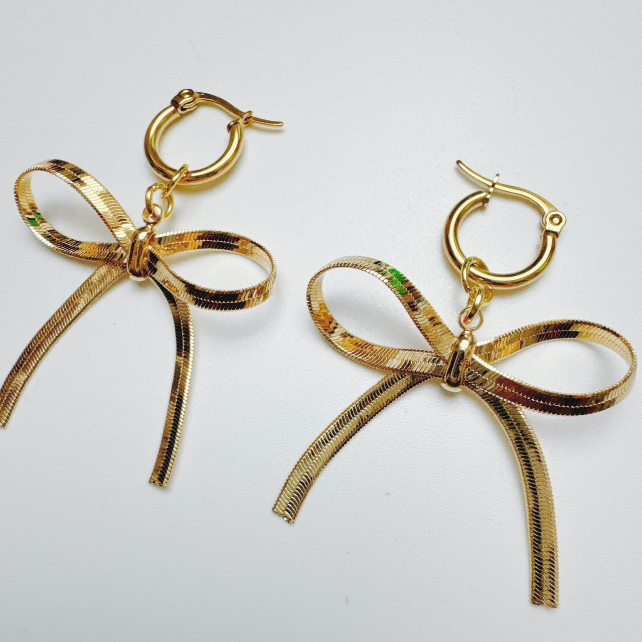 Gold Bow Hoop Earrings