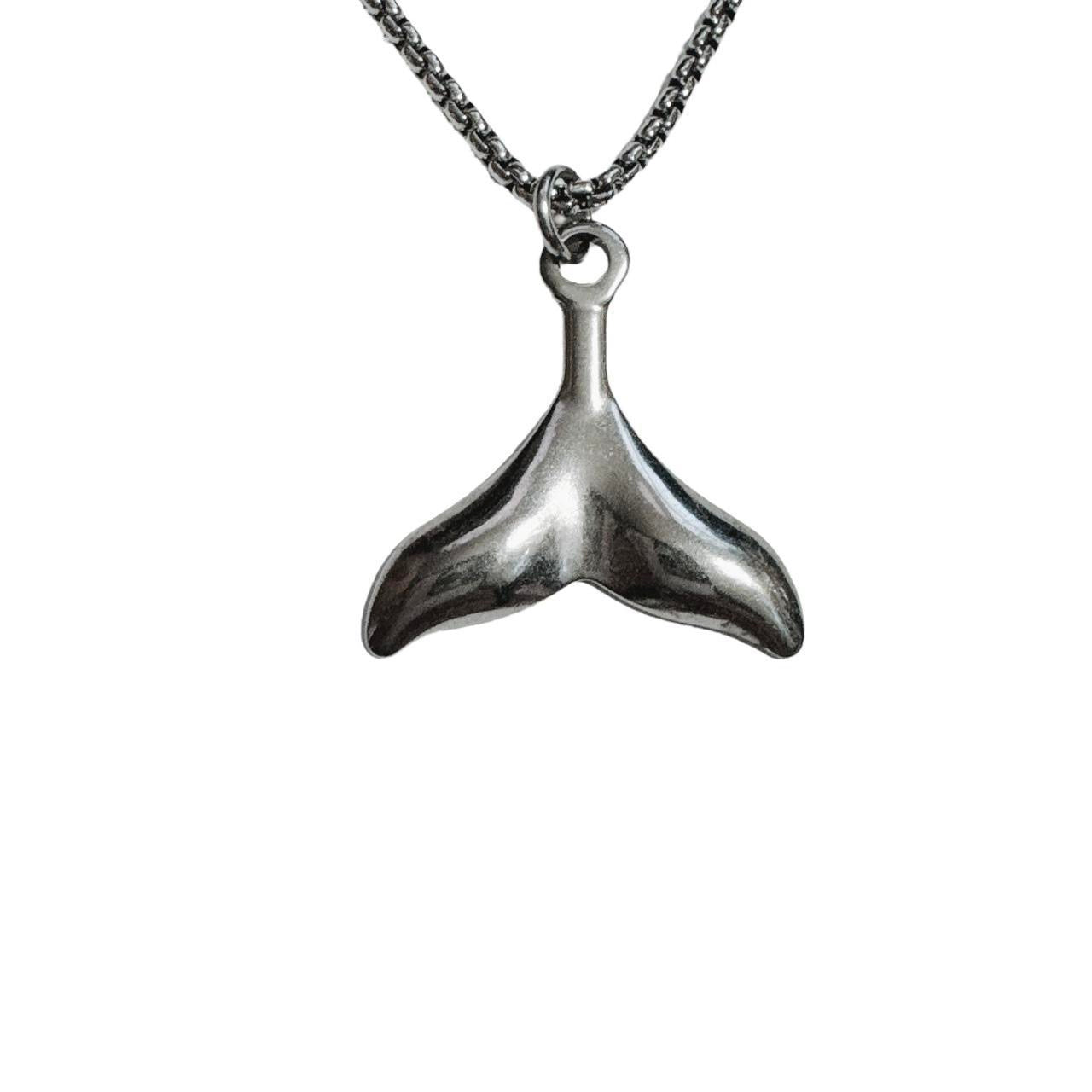 silver whale tail necklace