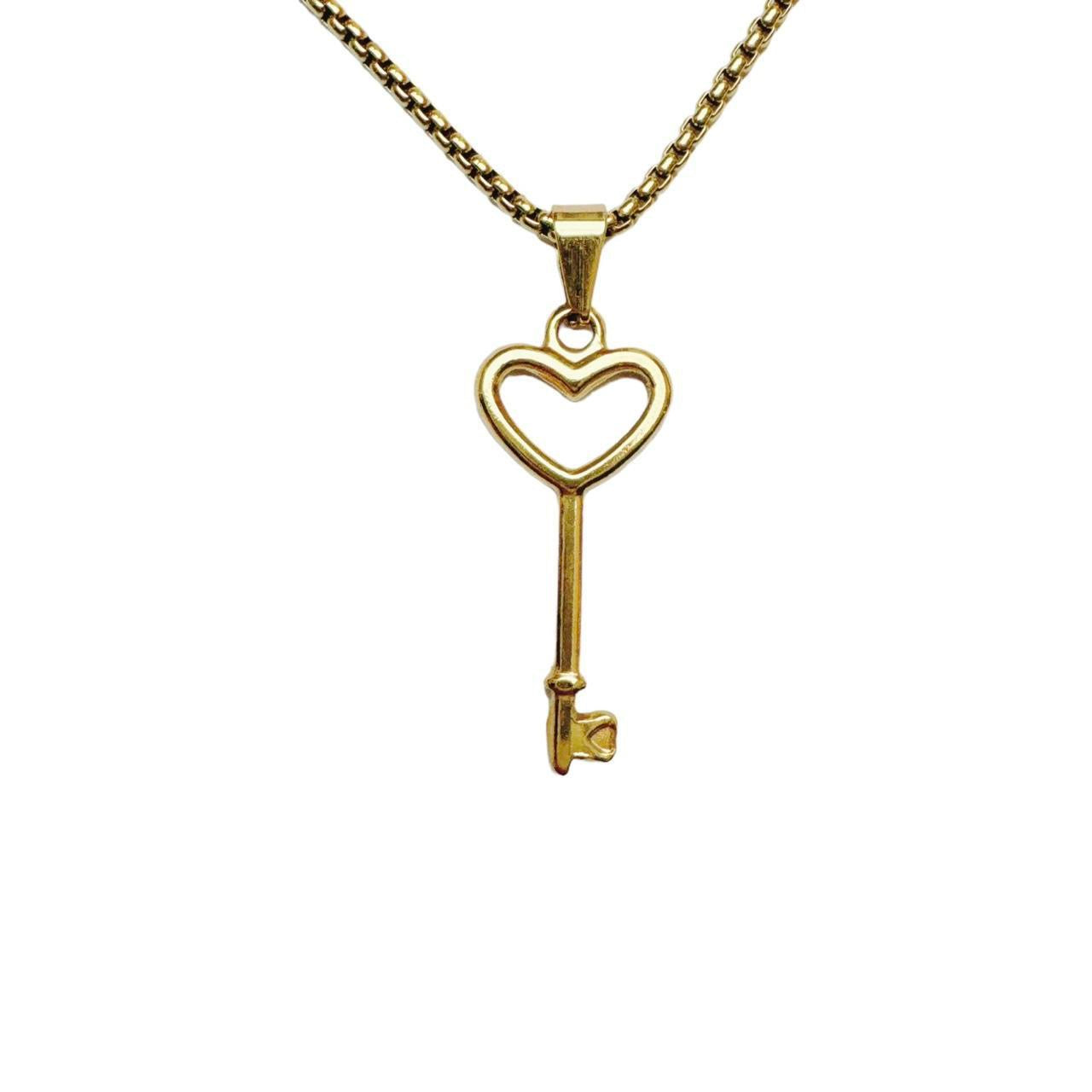 Gold Heart Key Necklace