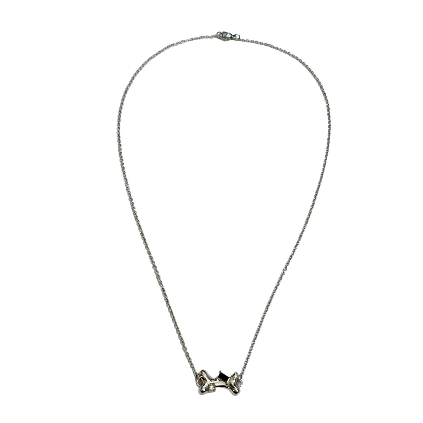 Silver Rhinestone Bone Necklace