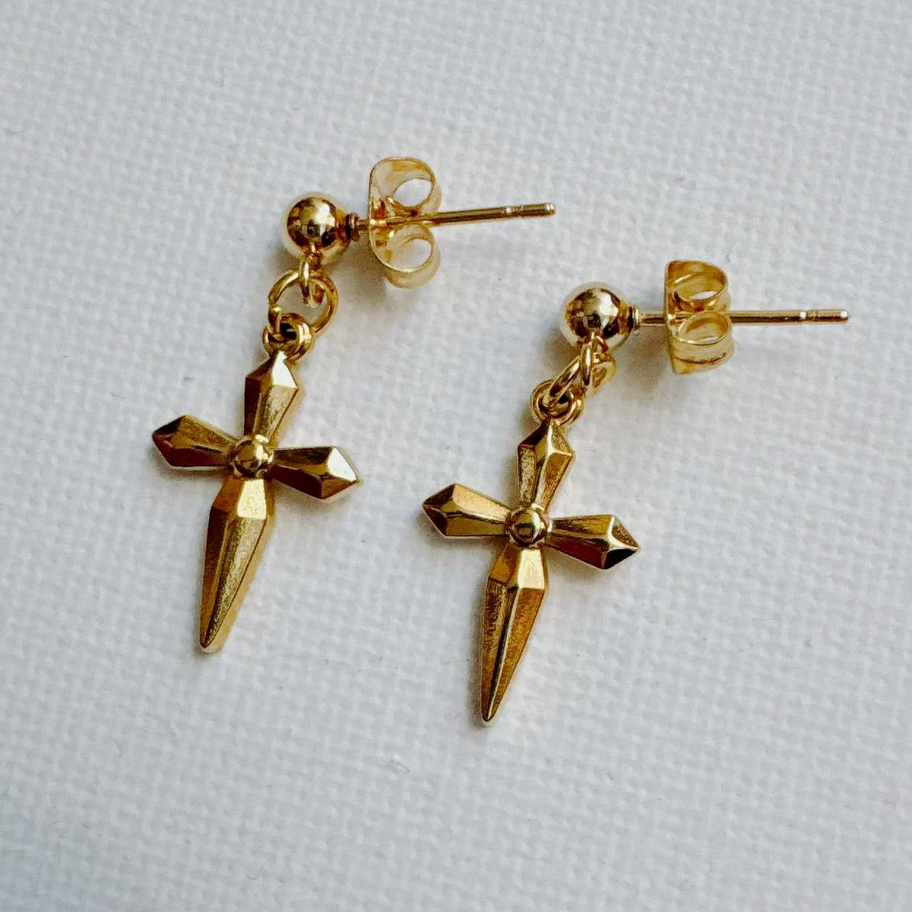 Gold Cross Earrings