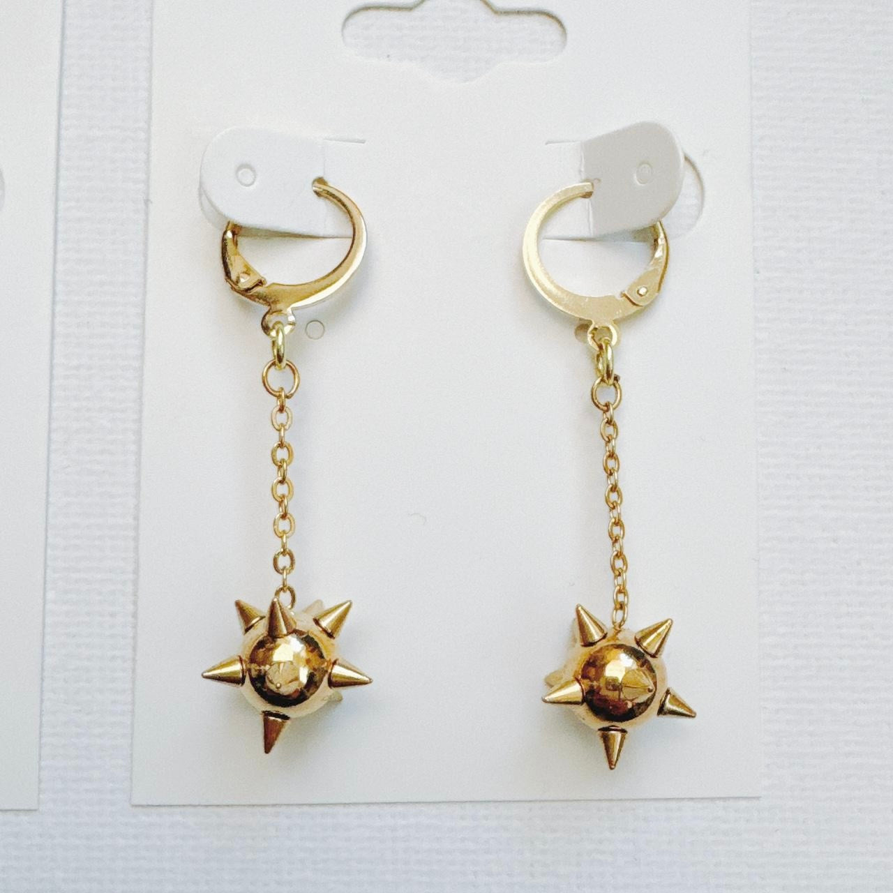 gold spike ball chain earrings