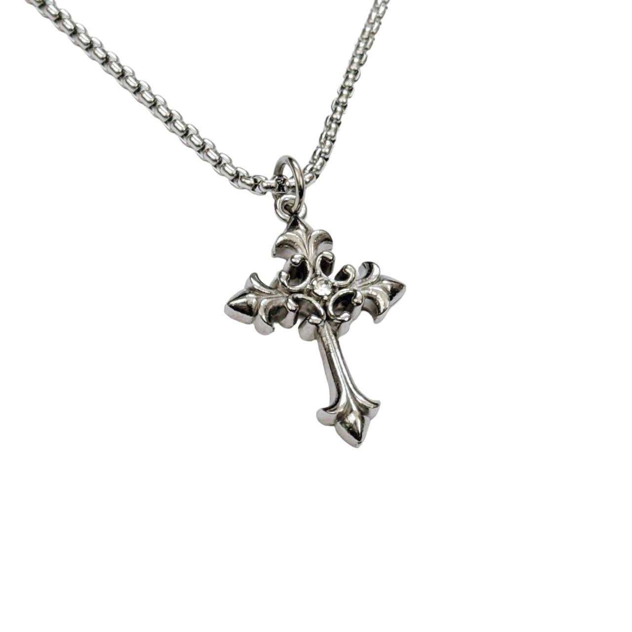 Grunge Rhinestone Cross Necklace