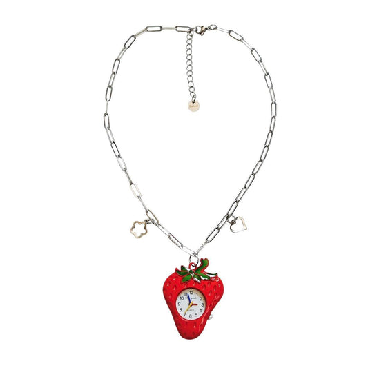 strawberry watch necklace - paper clip chain