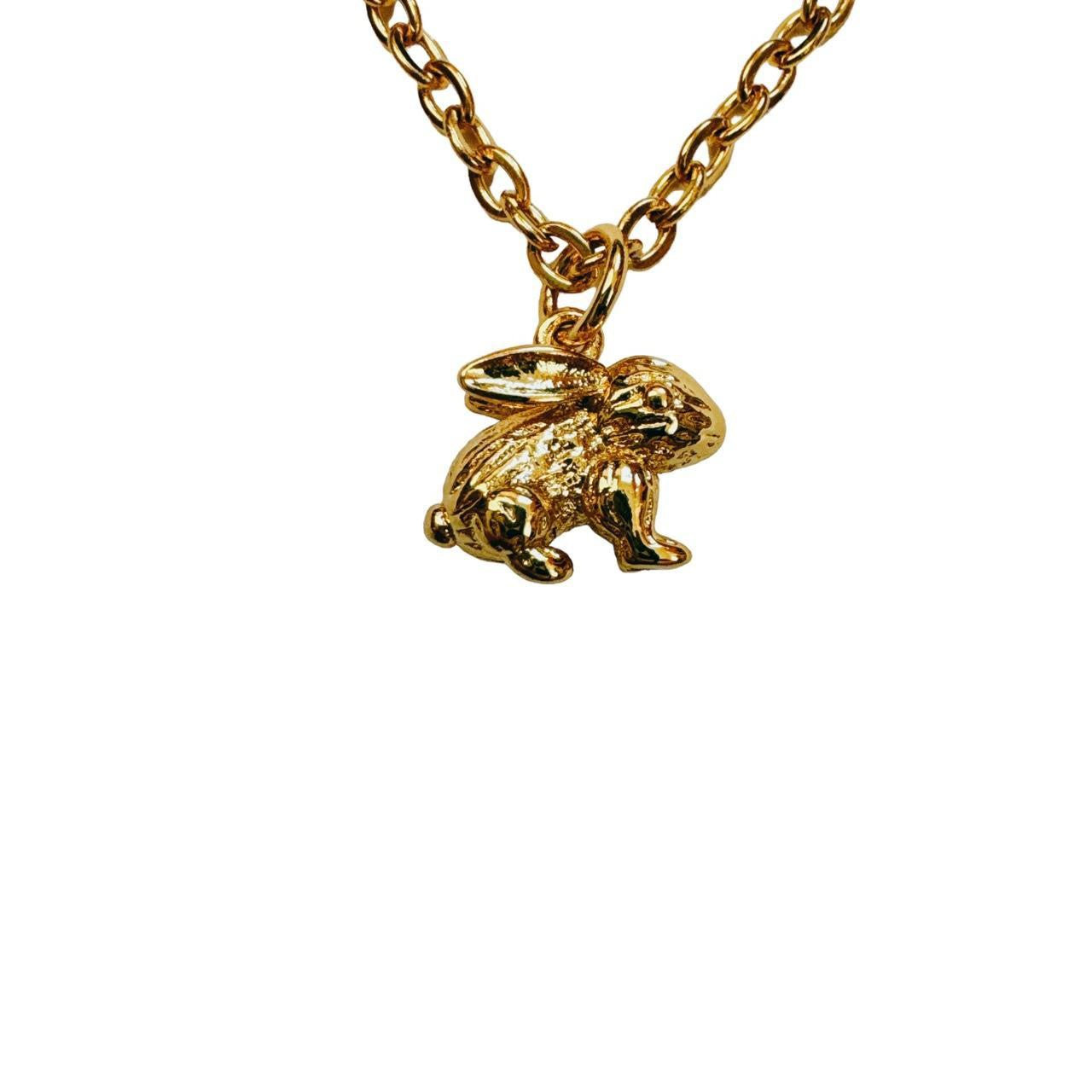 gold bunny necklace