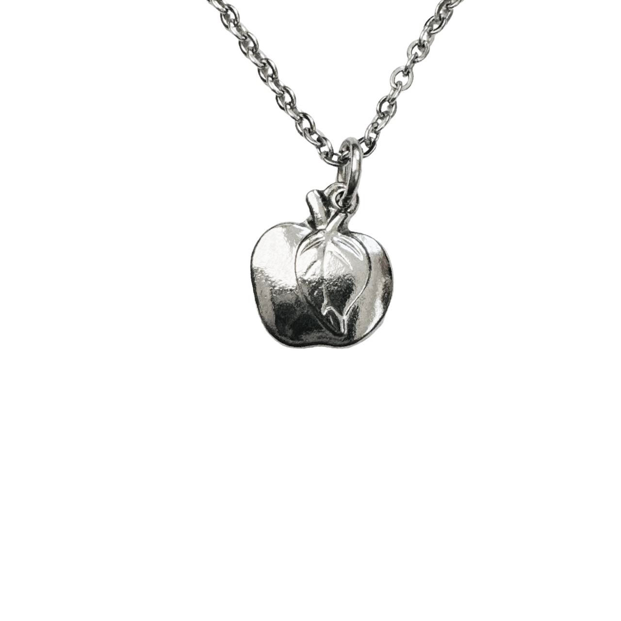 silver apple necklace