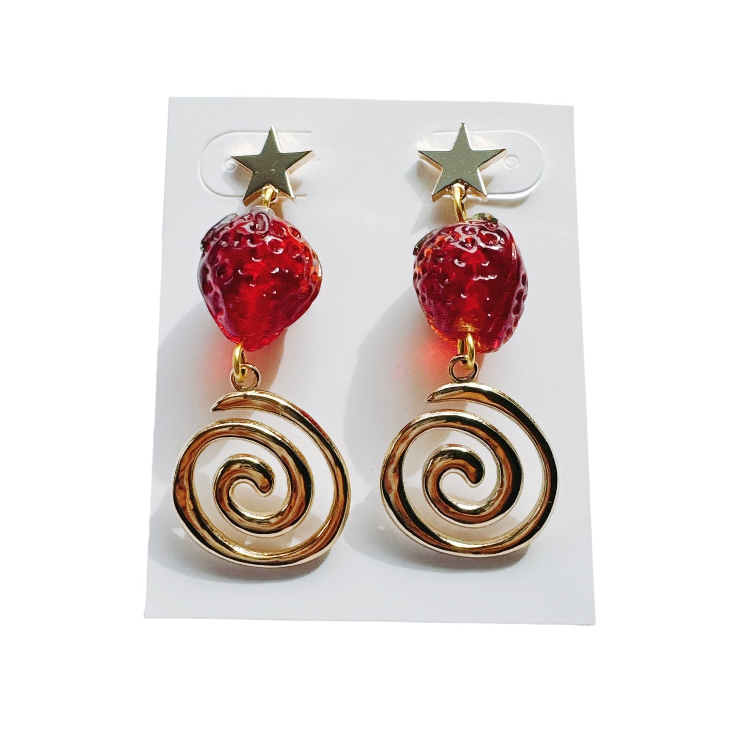 Gold Strawberry Swirl Earrings