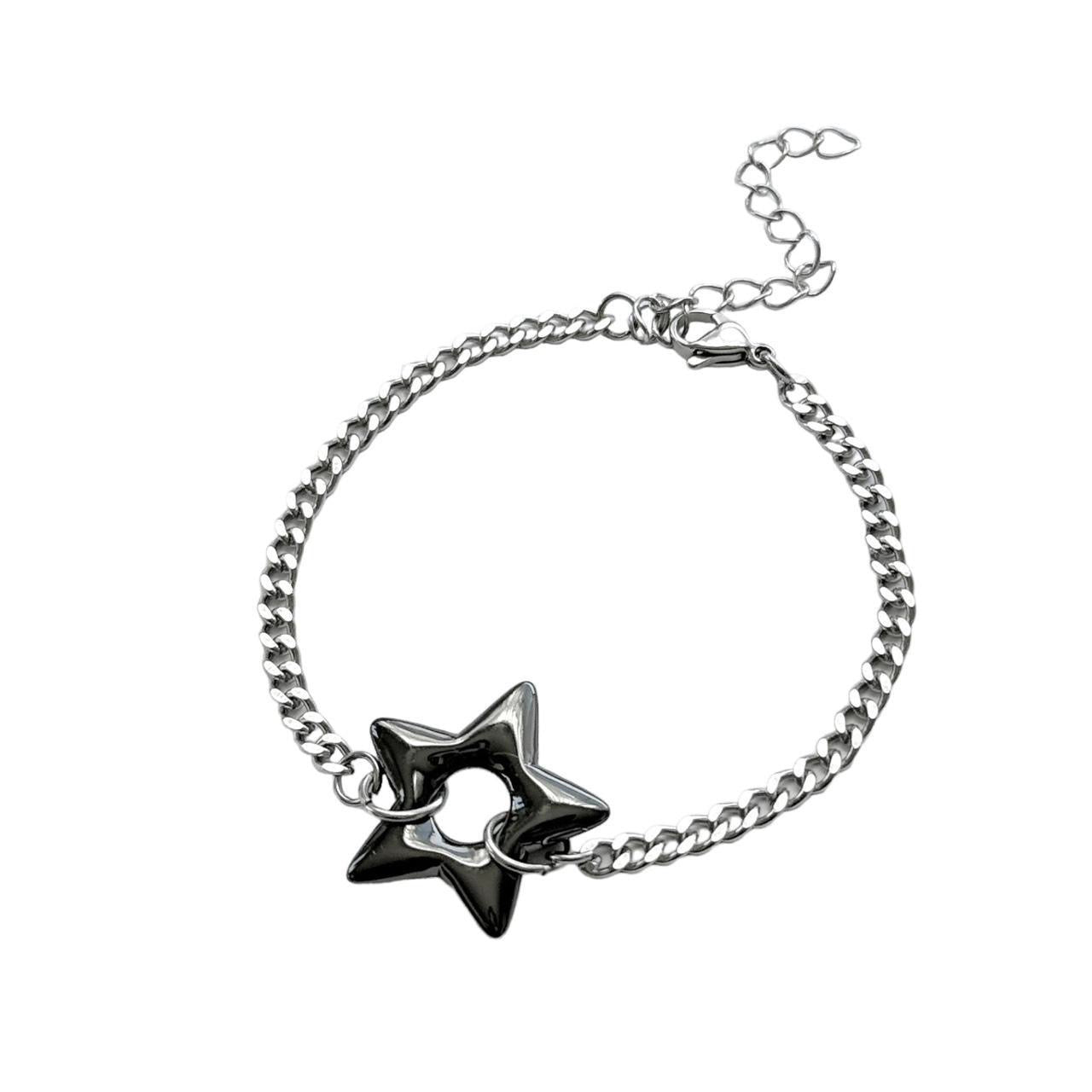 Black Puffy Star Chain Bracelet