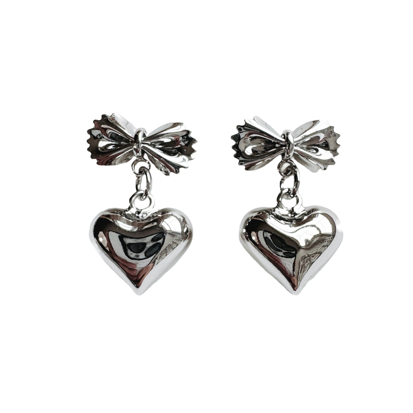 Bow Tie Pasta & Heart Earrings