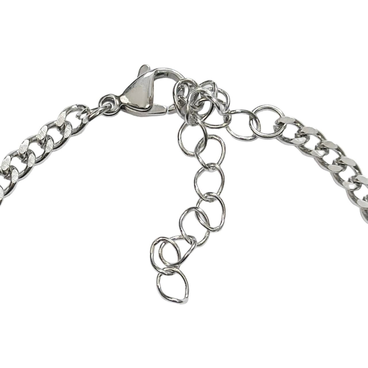 Silver Rhinestone Cross Chain Bracelet