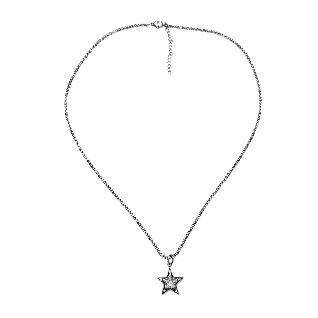 silver rhinestone star necklace