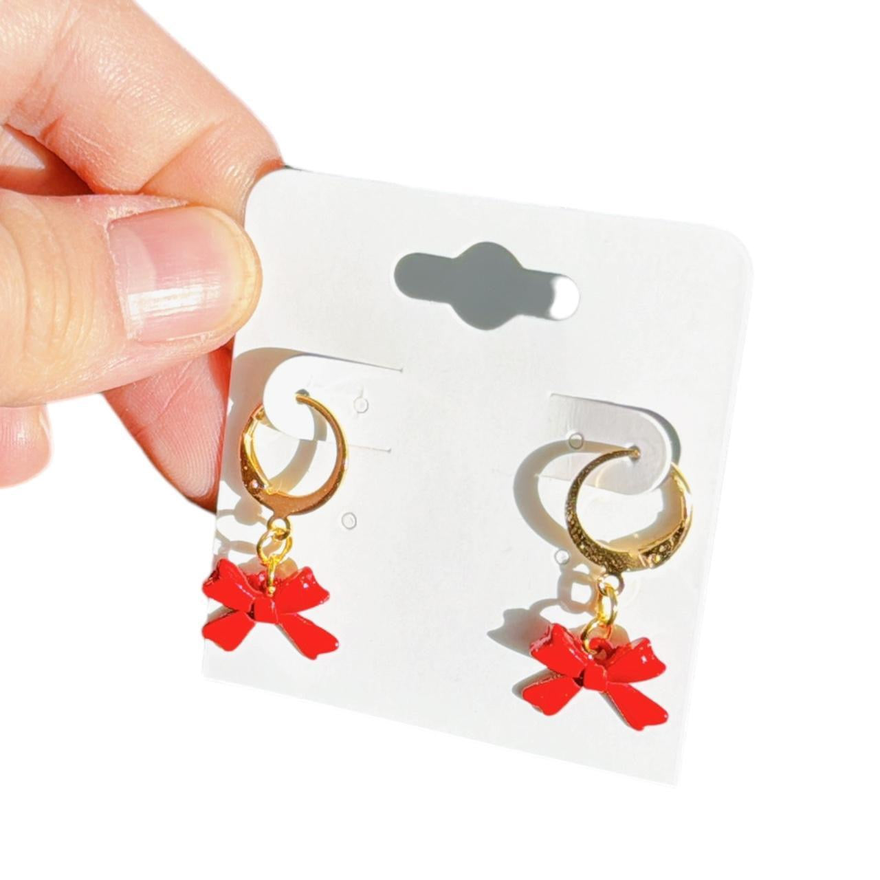 Gold & Red Bow Earrings