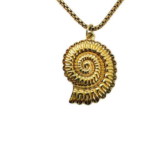 gold large ammonite necklace