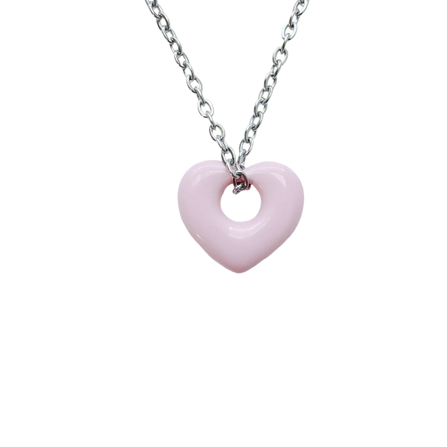 Pink Puffy Heart Necklace