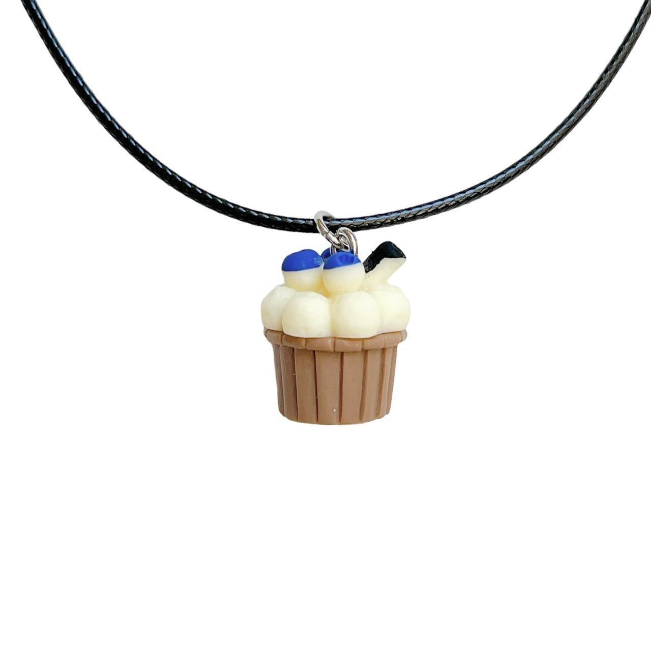 Blueberry Cupcake Cord Necklace