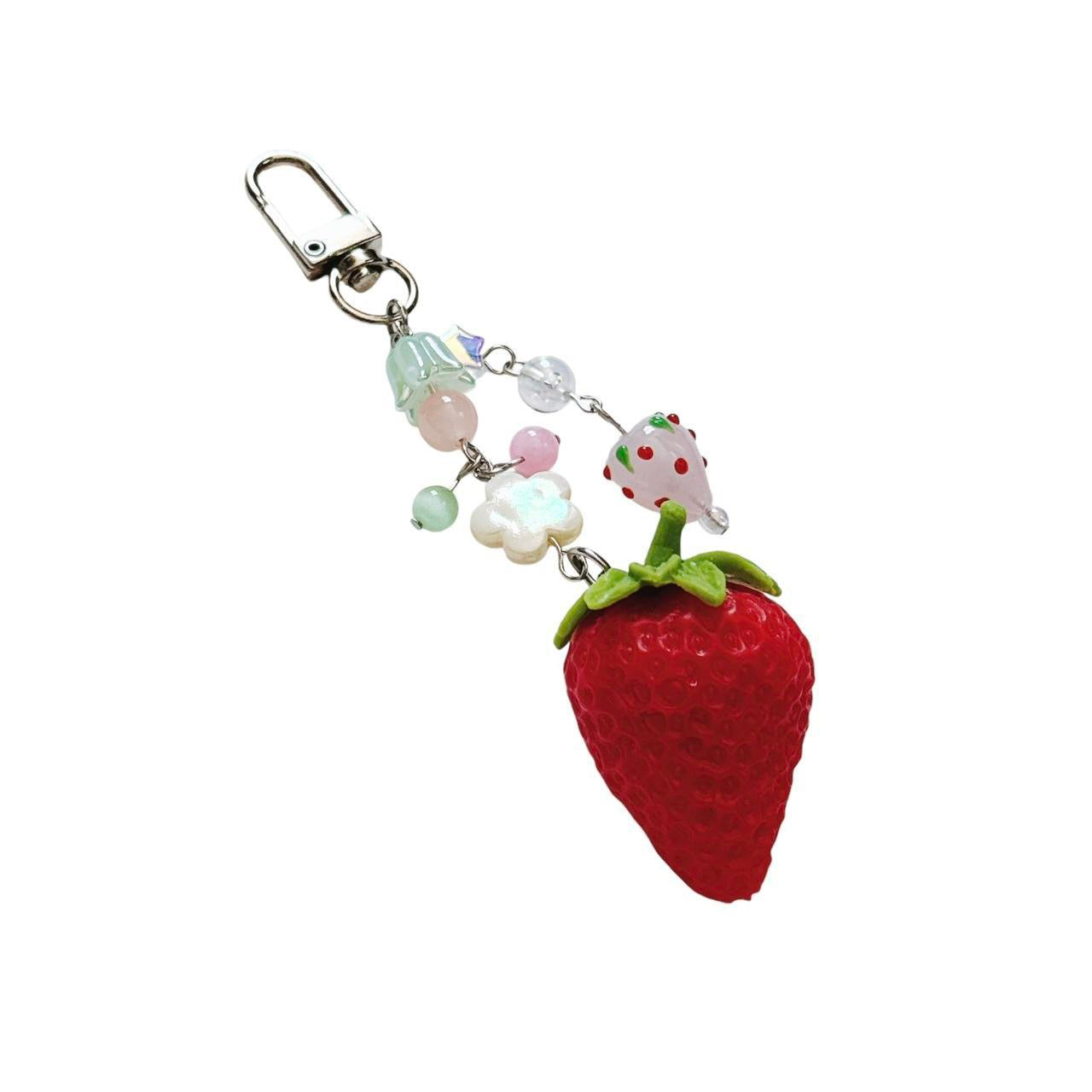 strawberry keychain - flower