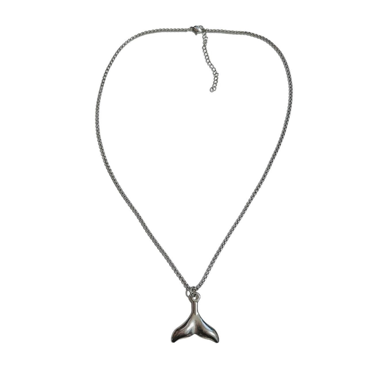 silver whale tail necklace