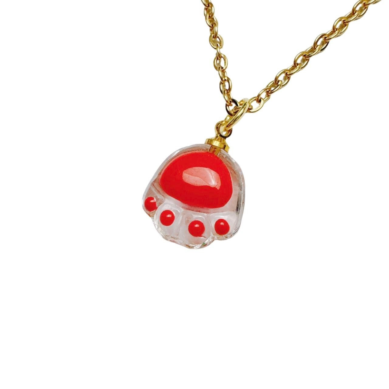 Red Glass Paw Necklace