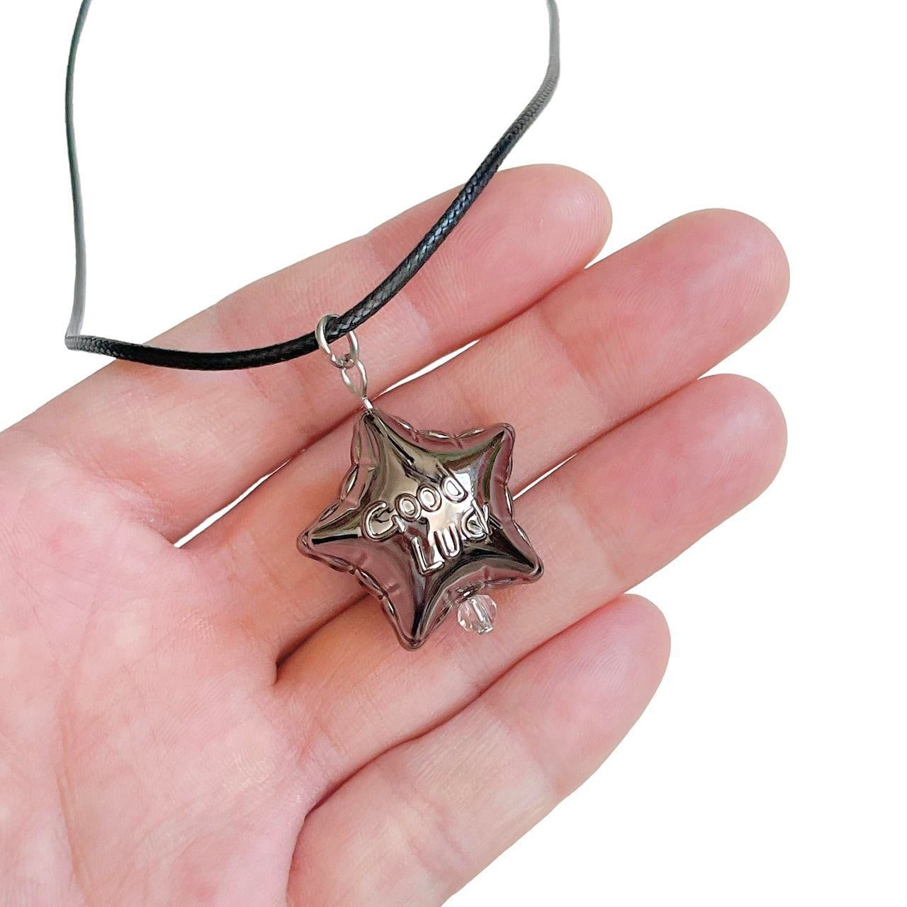 Black Good Luck Star Necklace