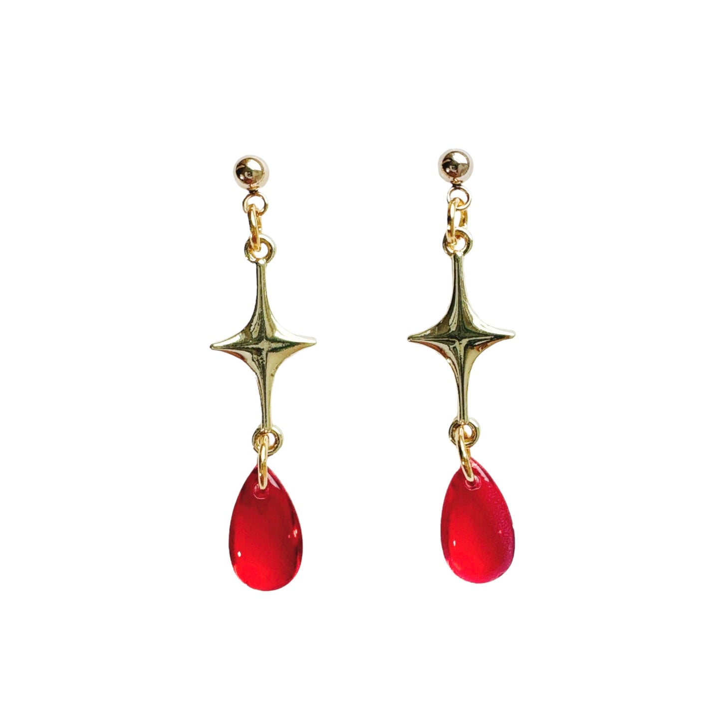 Gold Sparkle Star Droplet Earrings