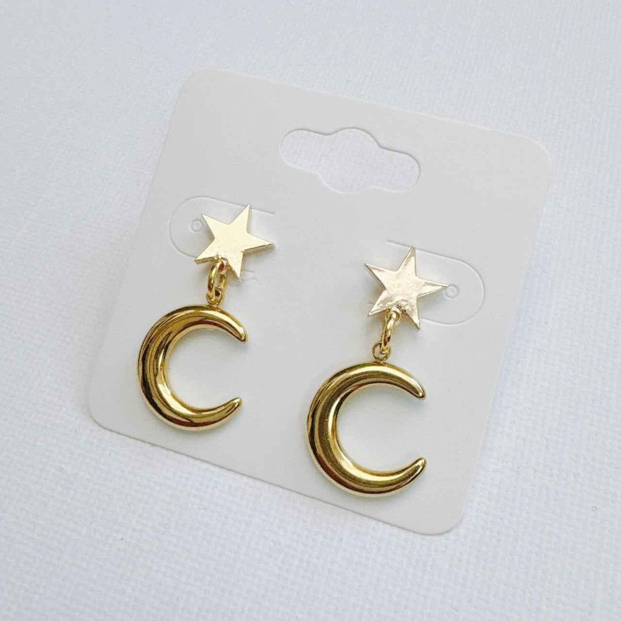 Gold Star & Moon Earrings