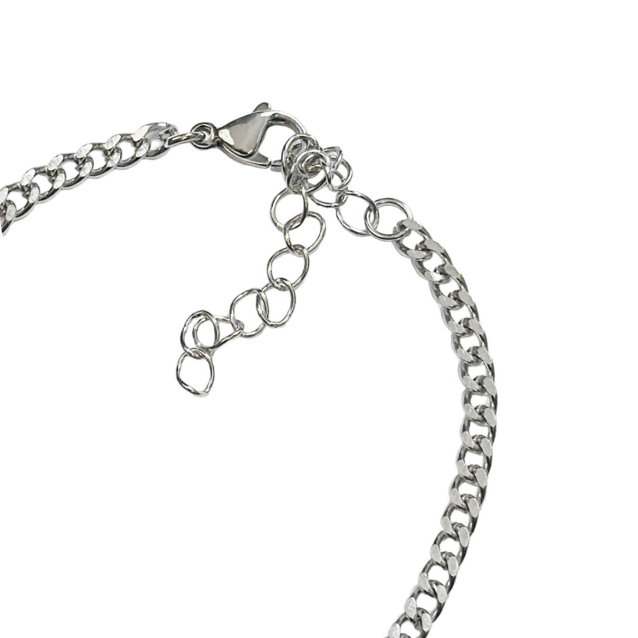 Silver Rhinestone Cross Chain Bracelet