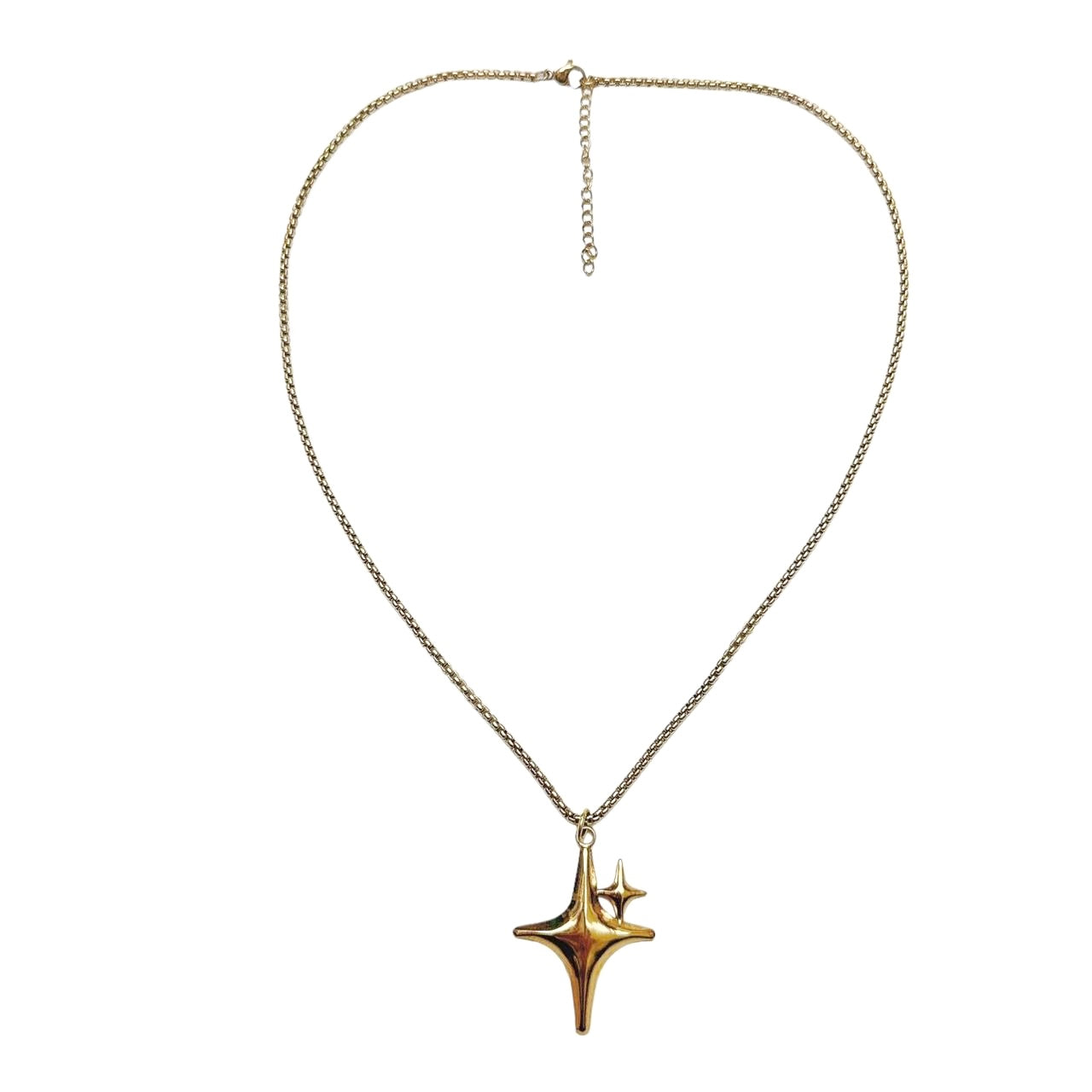 Gold Double Sparkle Star Necklace