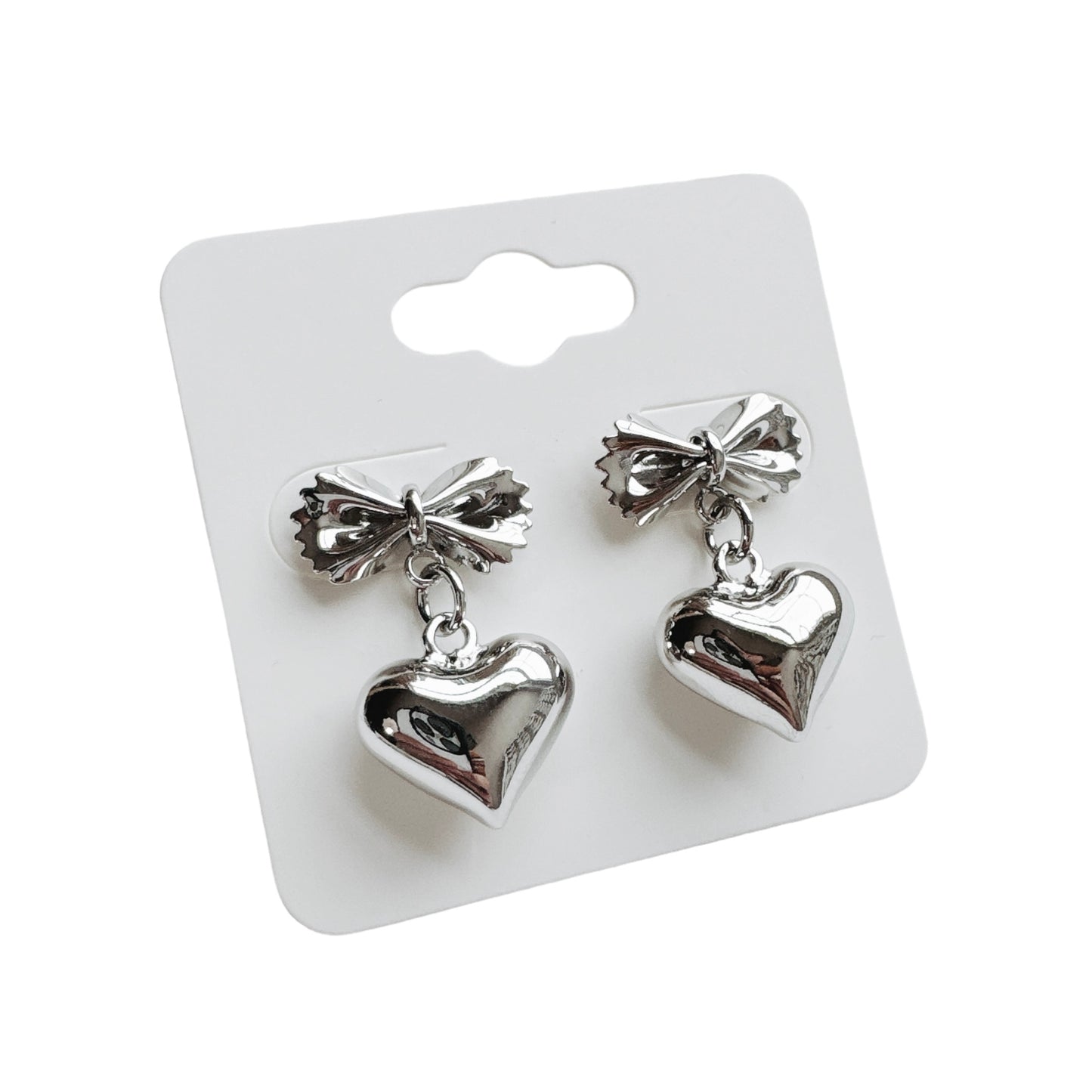 Bow Tie Pasta & Heart Earrings