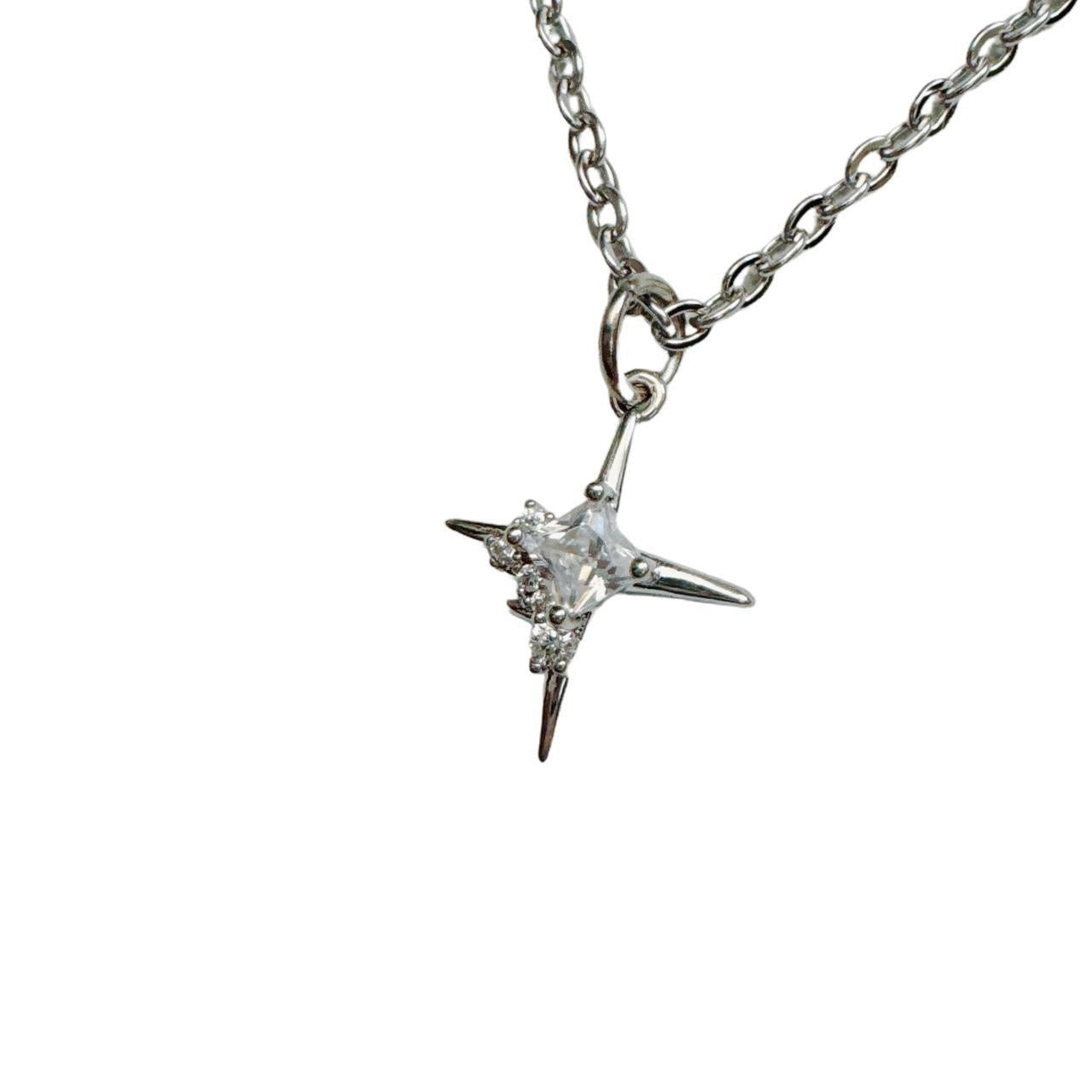 Silver Rhinestone Sparkle Star Necklace