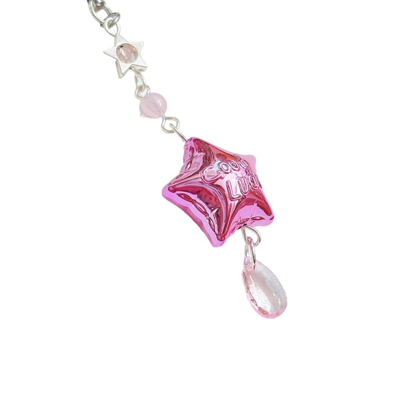 Good Luck Star Phone Charm - Pink