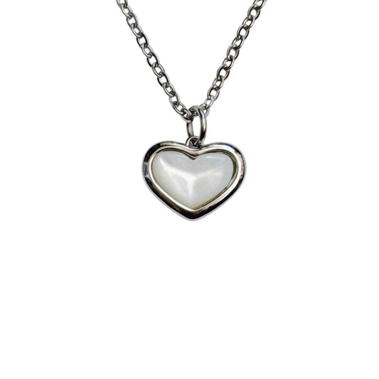 silver shell heart necklace