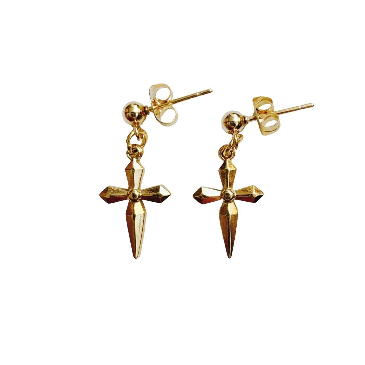 Gold Cross Earrings