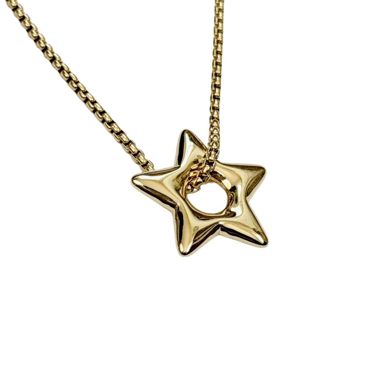 Gold Puffy Star Pendant Necklace