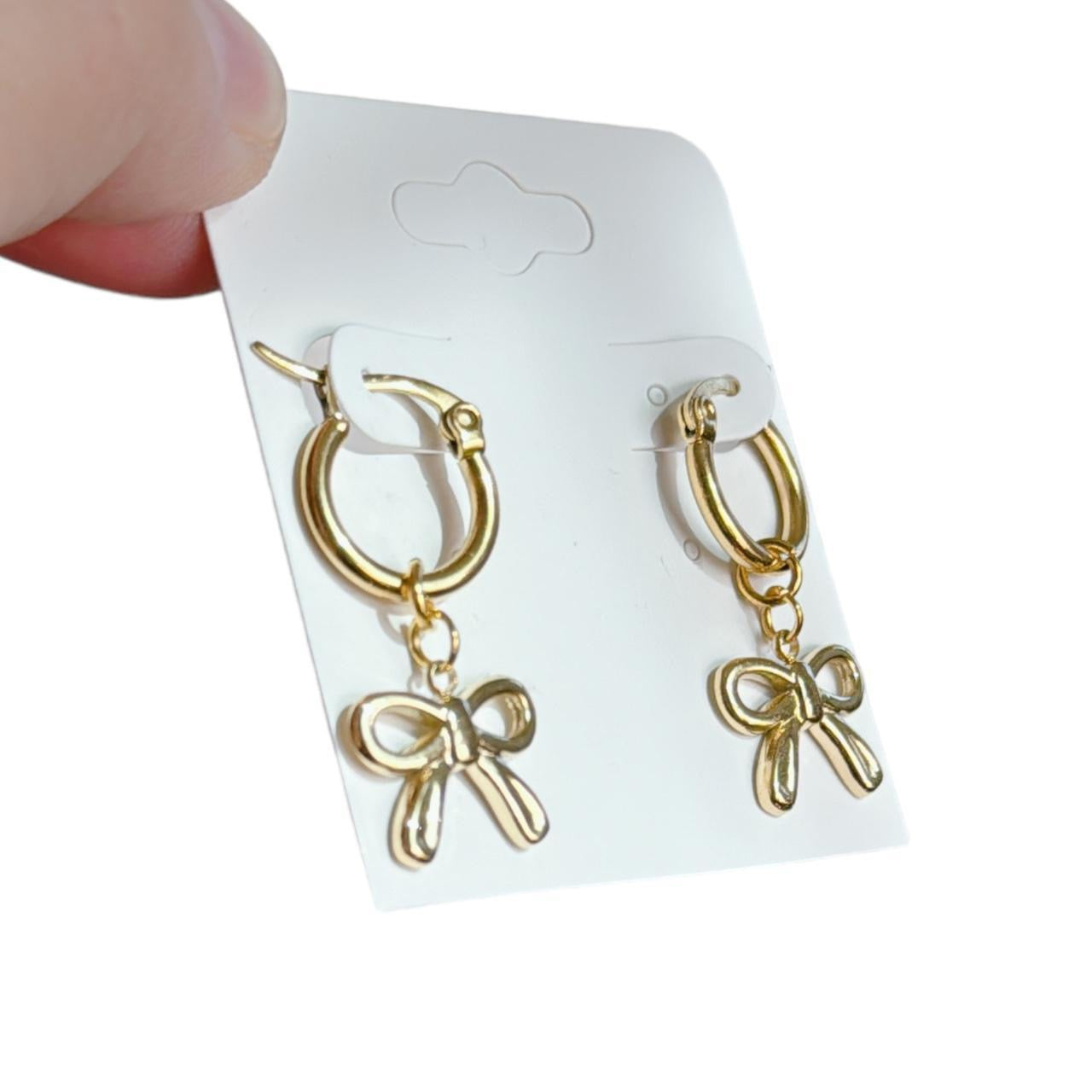 Gold Bow Hoop Earrings