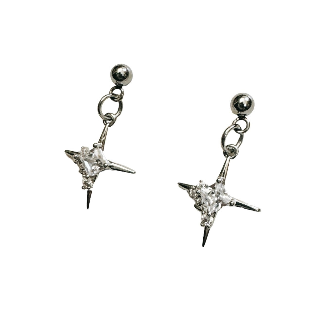 silver rhinestone sparkle star earrings