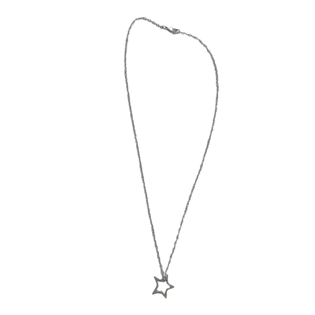 Silver Hollow Asymmetrical Star Necklace