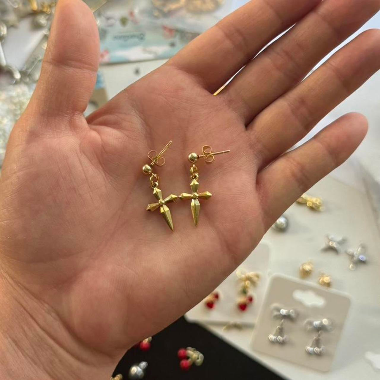 Gold Cross Earrings