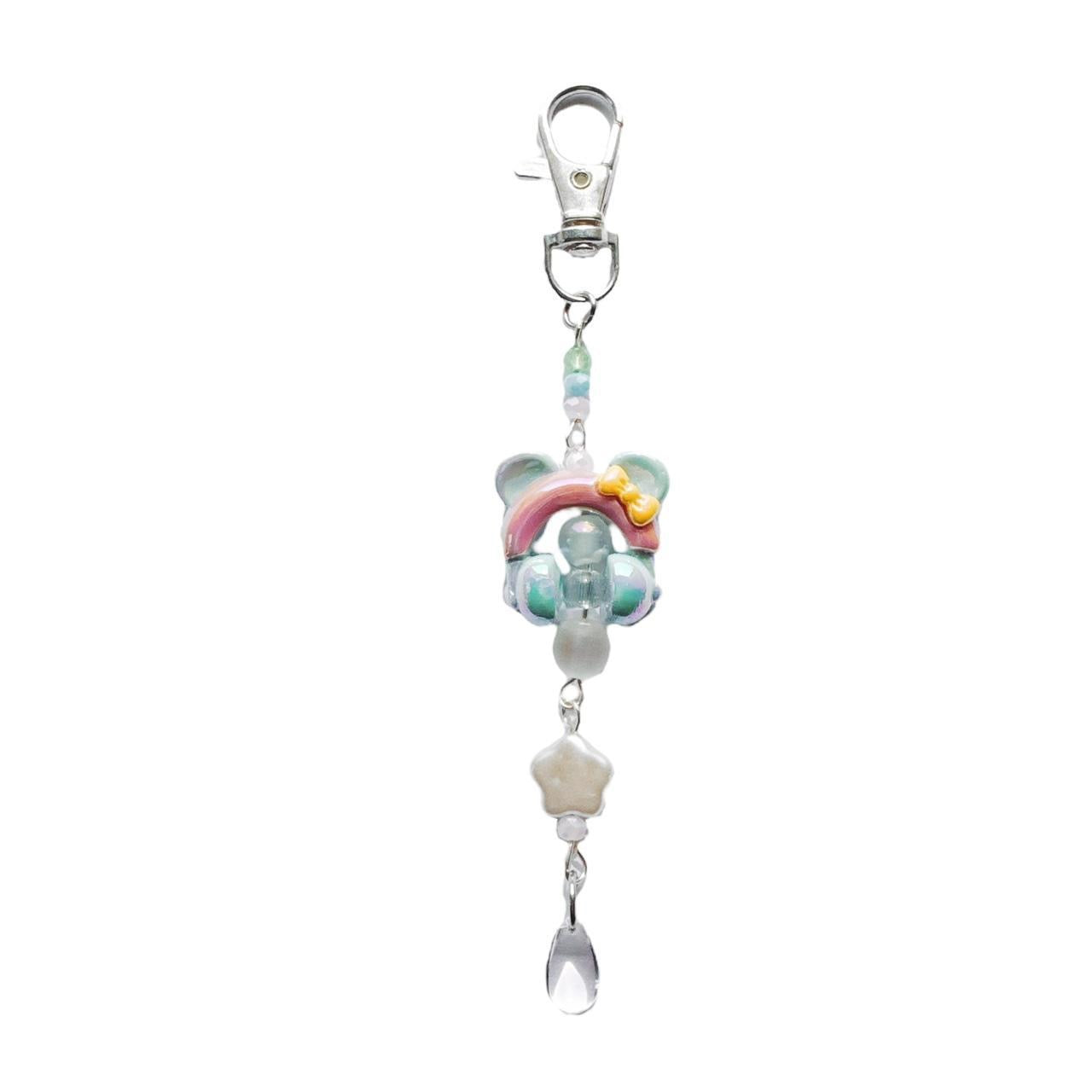 Headphone Bear Keychain - pink & blue