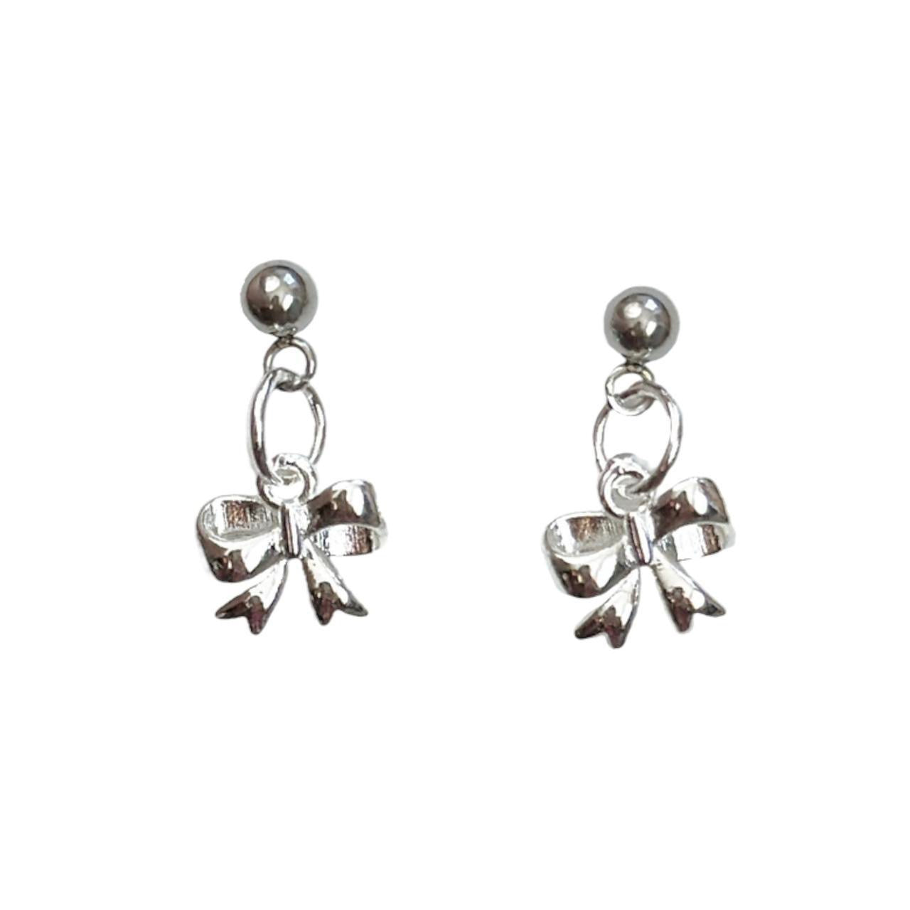 Dainty Silver Bow Earrings