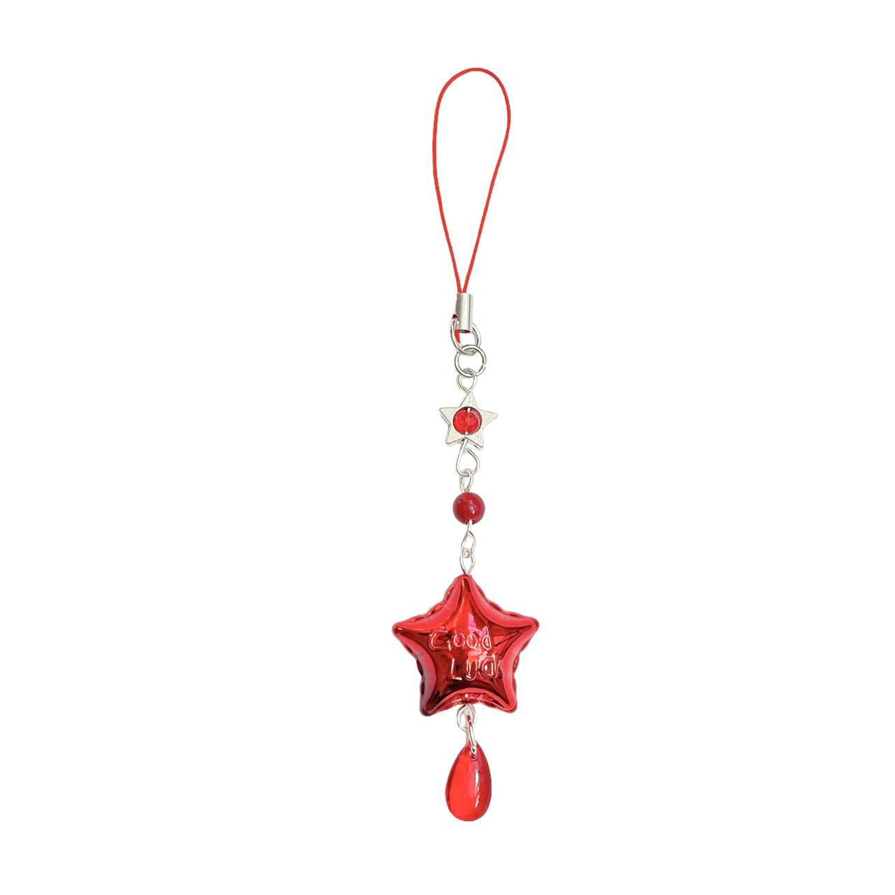 Good Luck Star Phone Charm - Red