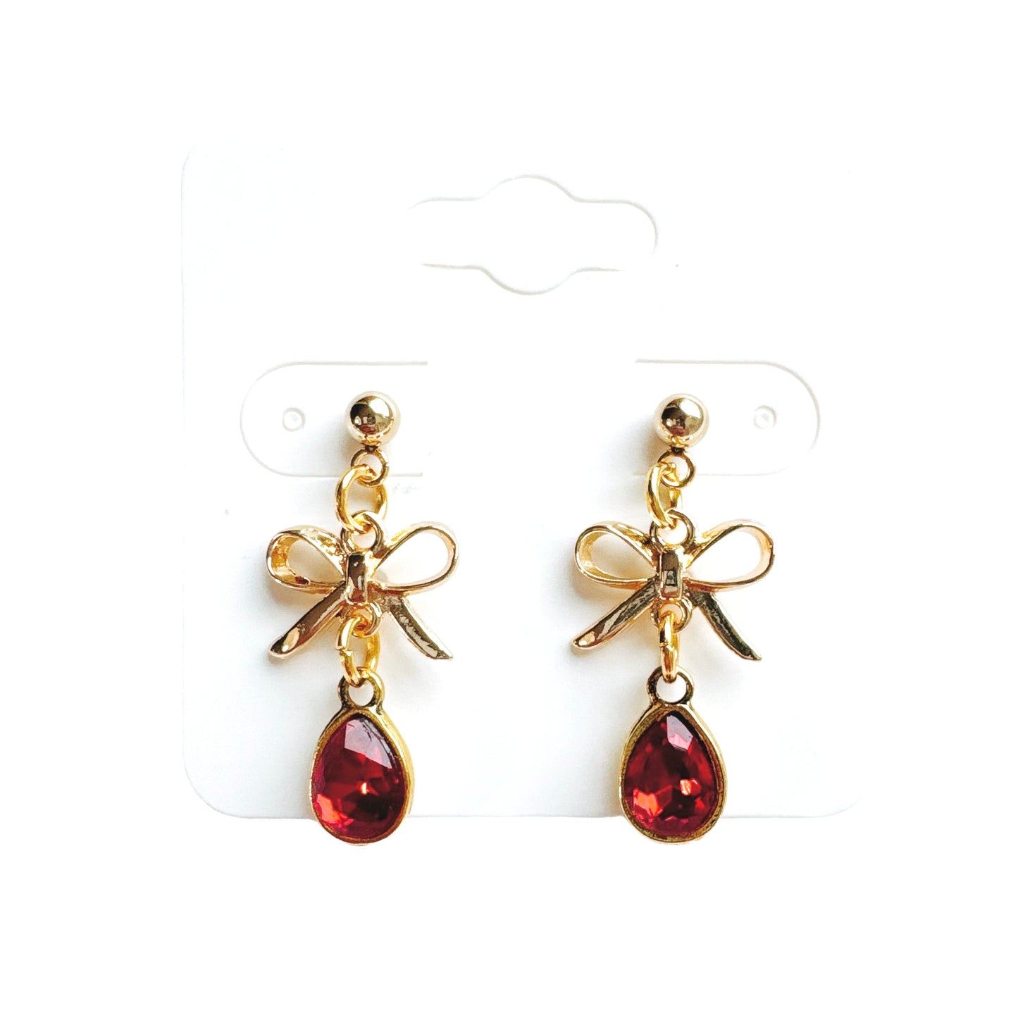 Gold Bow Droplet Earrings