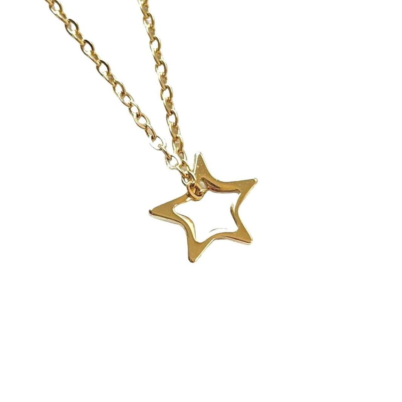 Gold Hollow Asymmetrical Star Necklace