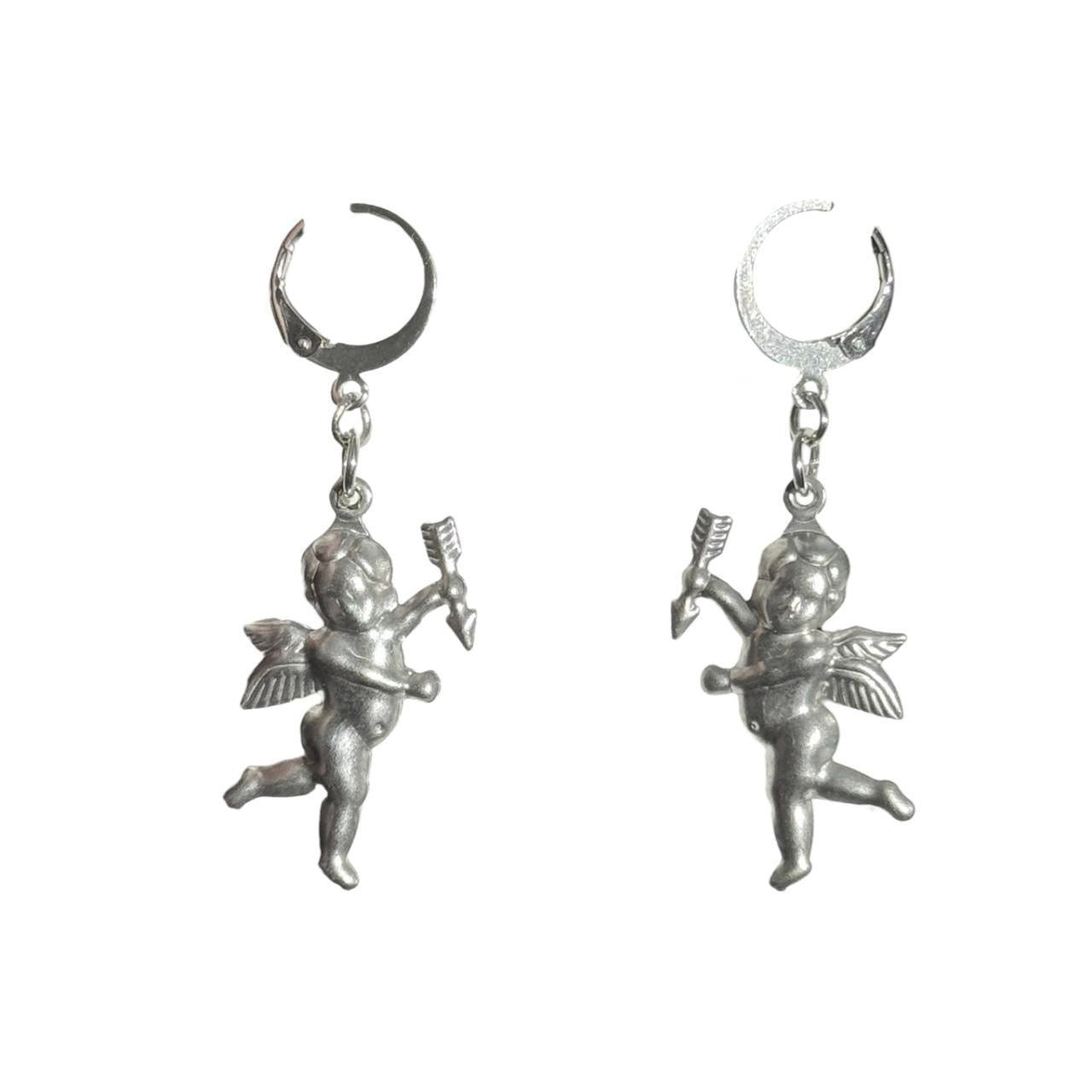 Silver Cherub Angel Earrings